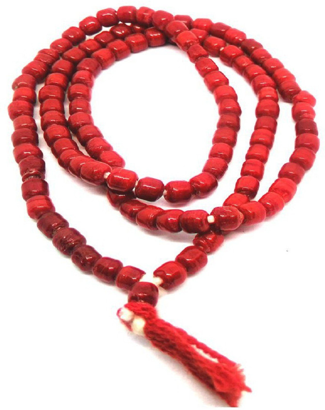PR CREATION Natural Coral Rosary Red (cube size) Moonga/Munga Mala