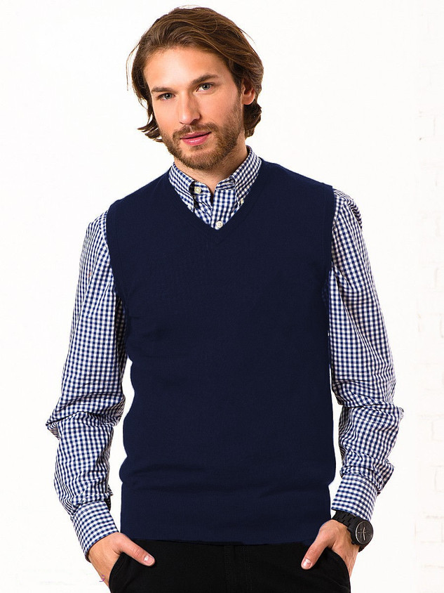 Unistreet Solid V Neck Casual Men Blue Sweater