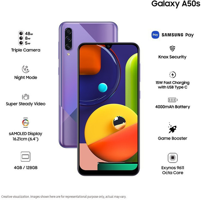 Samsung Galaxy A50s (Prism Crush Violet, 128 GB)