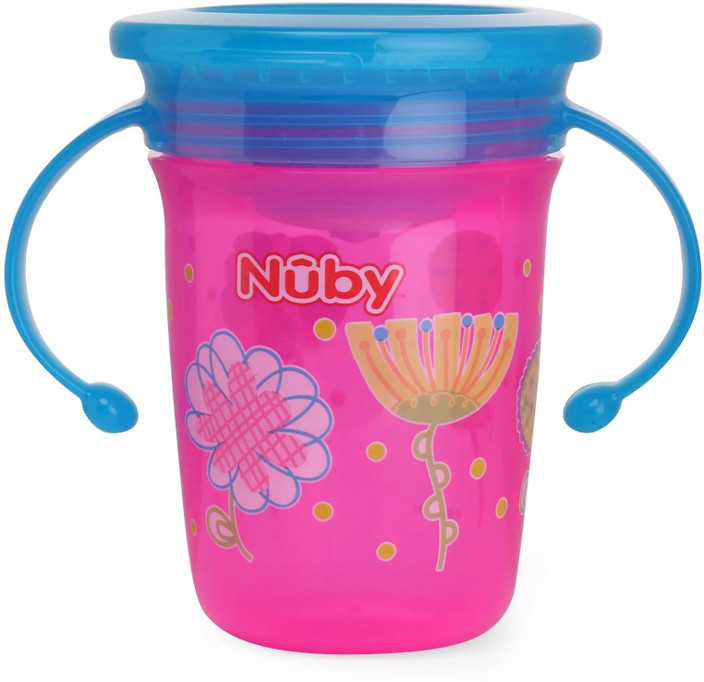 NUBY 360 Wonder Cup with hygienic cover for your Child (Pink) with oz 240  ml