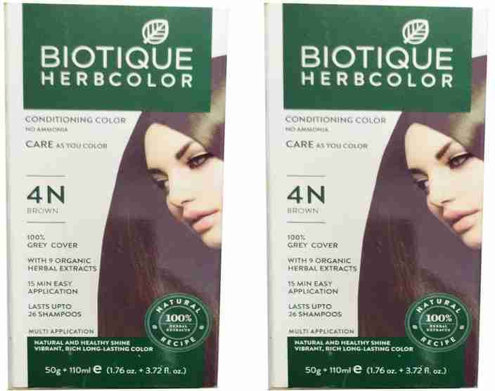 「vion」BIOTIQUE HERBCOLOR 4N（ブラウン）4箱 Biotique Herbcolor 4N Brown Combo