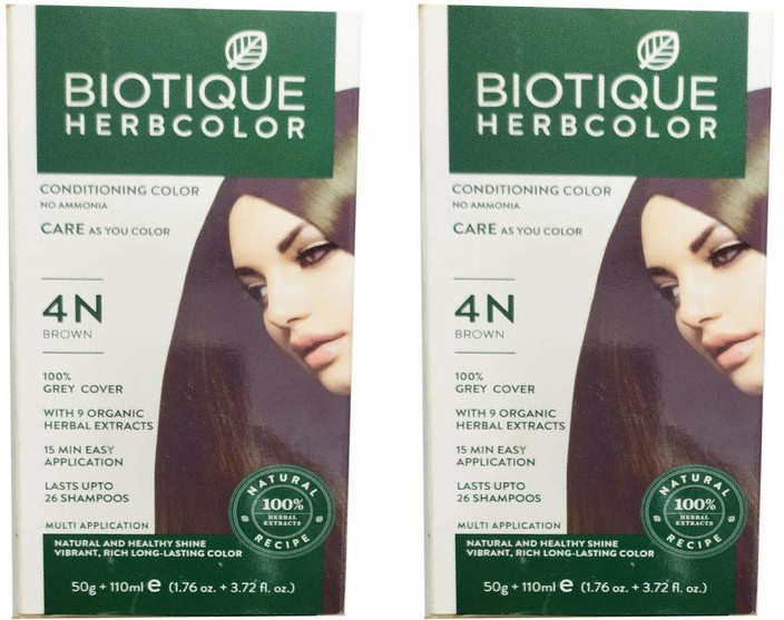 「vion」BIOTIQUE HERBCOLOR 4N（ブラウン）4箱 Biotique Herbcolor 4N Brown Combo