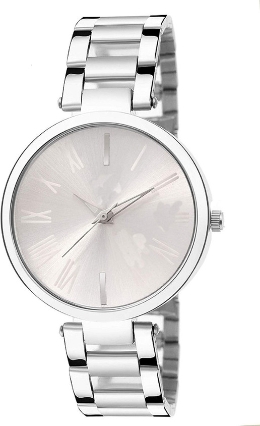 Girl Silver Metal Watches Khoosanta Silver Dial Silver Strap Analog Watch  SilverCOLOUR Analog Watch For Girls Brown Color New Beautiful Girls Watch 