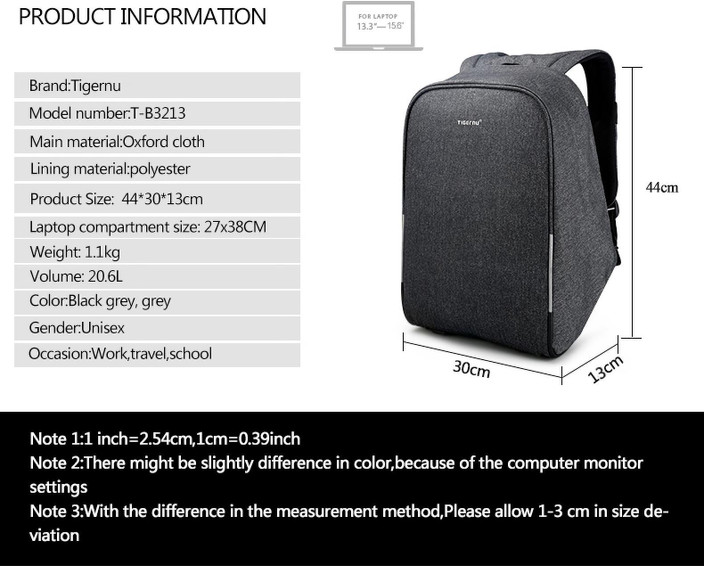 Tigernu Anti Theft Backpack TIGERNU T-B3213HC L Laptop