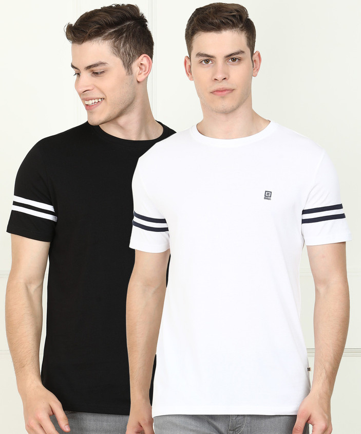 Billion Solid Men Round Neck White, Black T-Shirt Buy Billion