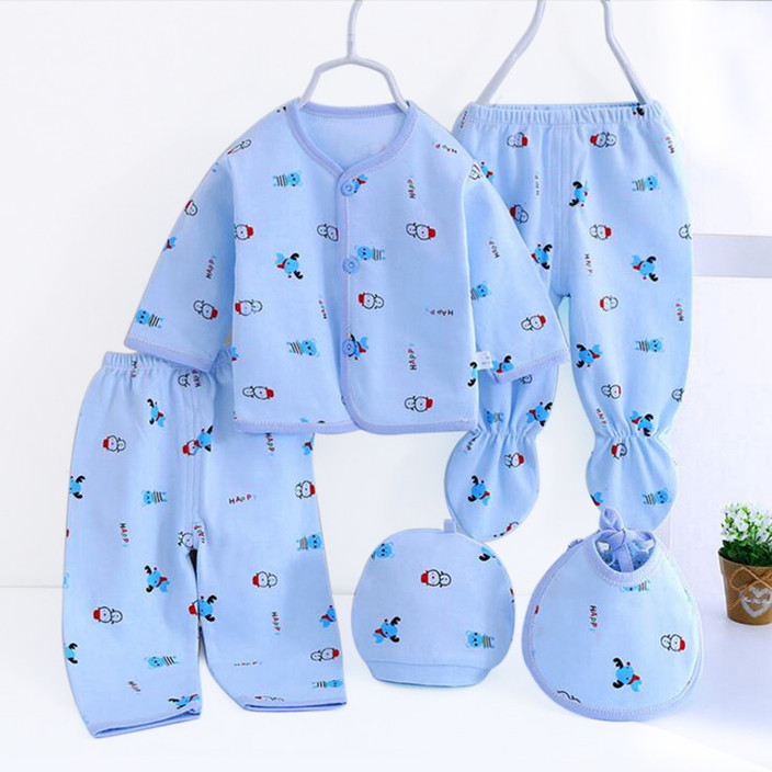 PIKIPOO Presents New Born Baby Summer Wear Baby Clothes 5Pcs Sets 100%  Cotton Baby Boys Girls Unisex Baby Cotton/Summer Suit Infant Clothes First  Gift