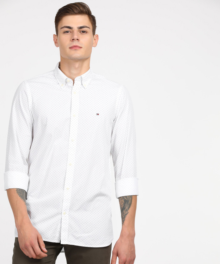 TOMMY HILFIGER Men Printed Casual White Shirt Buy TOMMY HILFIGER