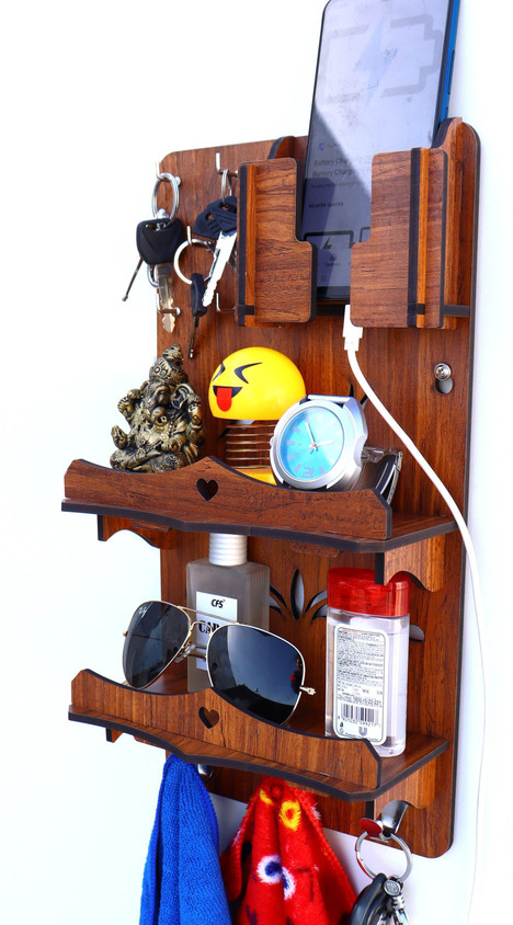 Wooden Wall Mounted Mobile Charging Stand Wooden Wooden Wall