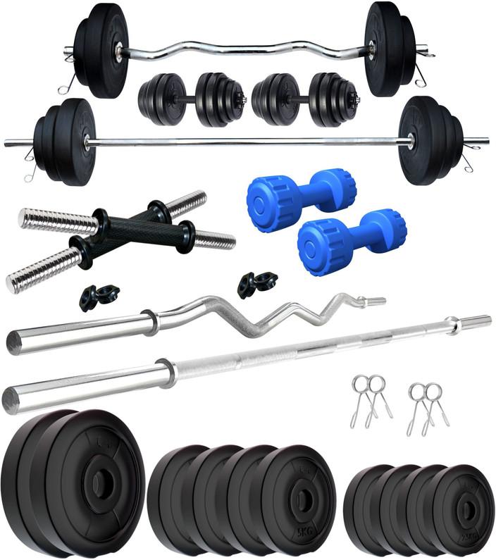 KRX 50 kg PVC 50 KG COMBO WB-WA With PVC Dumbbells Home Gym Combo