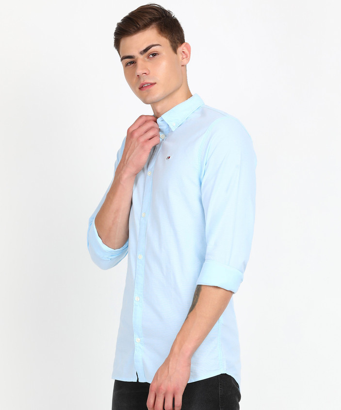 TOMMY HILFIGER Men Solid Casual Light Blue Shirt Buy TOMMY
