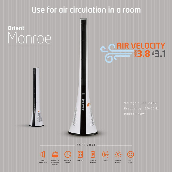 Orient Electric Monroe with 2 Year Warranty 144 mm Tower Fan