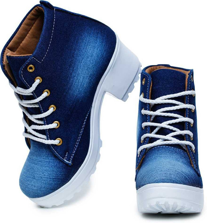 Ankle Boots Light Blue Jeans Shoes KRAFTER High Ankle Denim