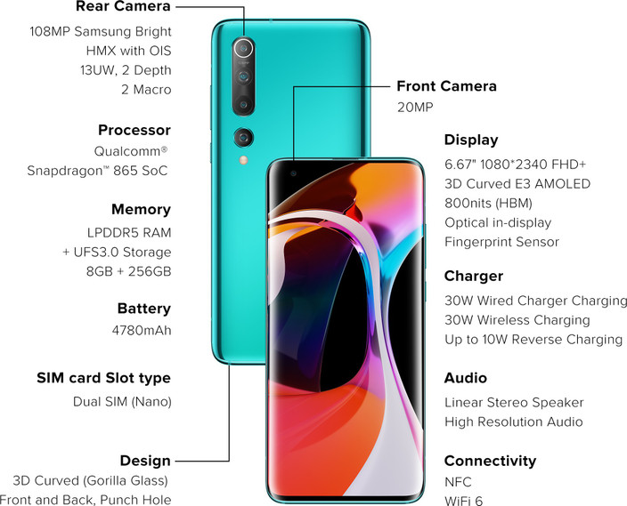 6gb Ram 128gb Mi 10i 5g Front Camera Smartphone Mi10i