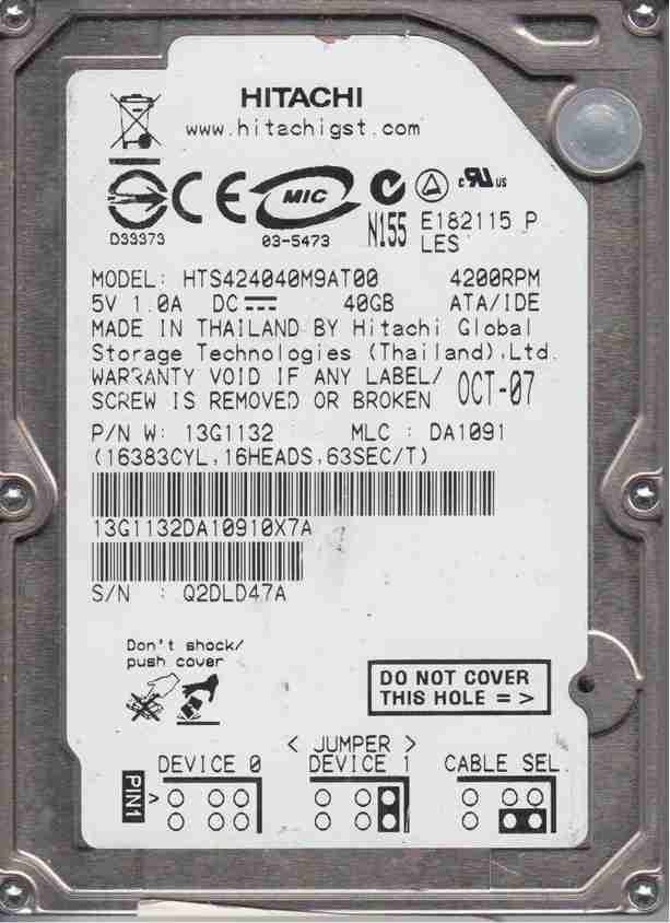 Hitachi pro 40 GB Desktop Silver IDE Internal Hard Disk Drive (HDD