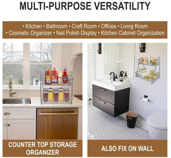 SMART SLIDE Plate Kitchen Rack Steel Stainless Steel – Tier Kitchen Rack,  Spice Rack, Storage Rack Bathroom Shelf, Cosmetic Organizer