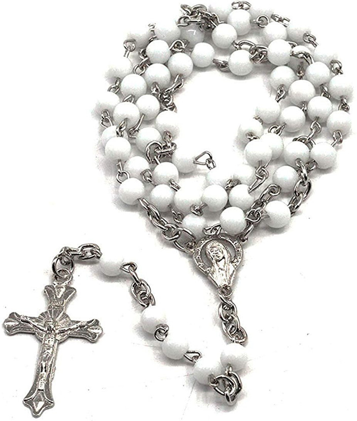 CResha Small Beads Catholic Rosary Necklace for Men and Women Metal Locket