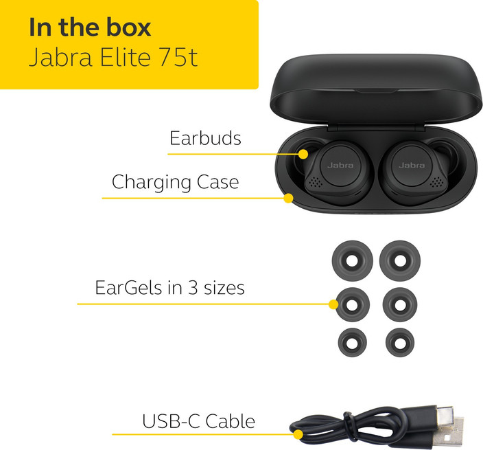 JABRA Elite 75t With Active Noise Cancellation enabled