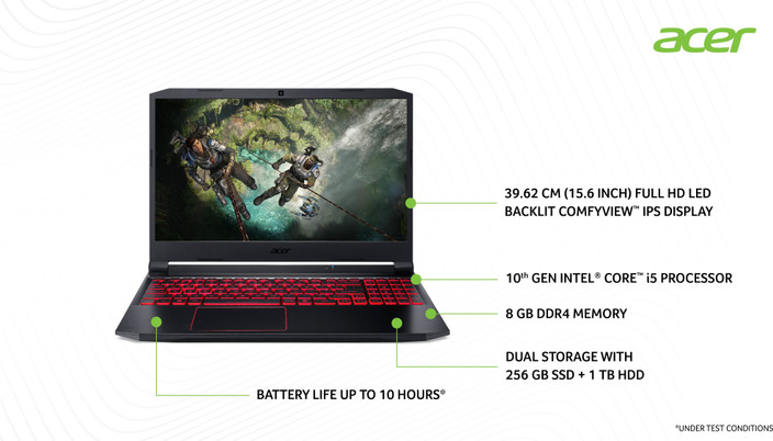 Intel Core I5 Acer 10300h Laptop Permainan Premium Acer Nitro I