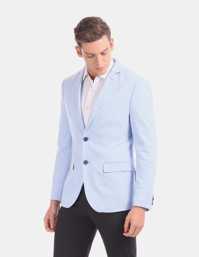 POLO Self Design Single Breasted Formal Men Blazer