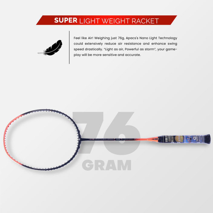 apacs NANO FUSION SPEED 722 ラケット塗装斑/微汚れ品 apacs Nano Fusion Speed 722 (76g, 30LBS) Orange Unstrung