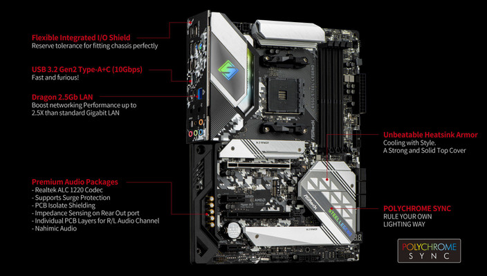 ASRock B550 Steel Legend 美品 ASRock B550 Steel Legend AM4 AMD B550, SATA 6Gb/s, 14 Power