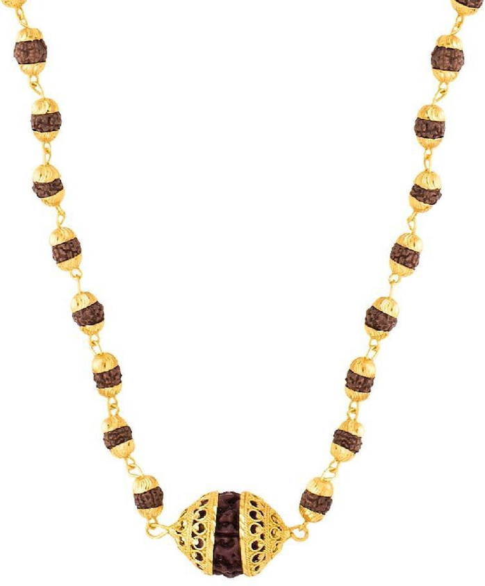 Jewellery Voylla Mens Chain Gold Voylla Gold Plated Rudraksha (8MM
