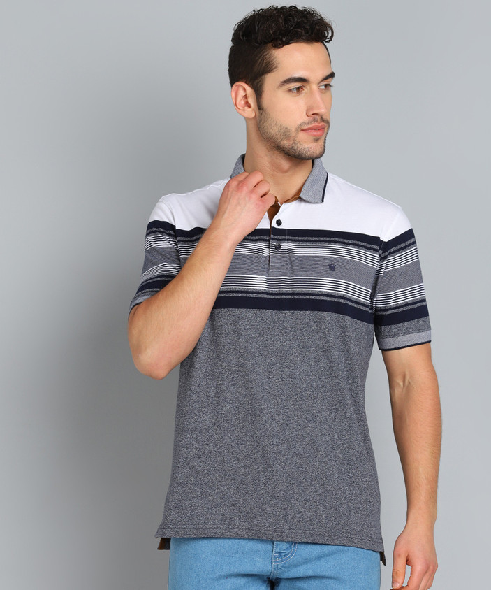 LOUIS PHILIPPE Striped Men Polo Neck Blue T-Shirt Buy LOUIS