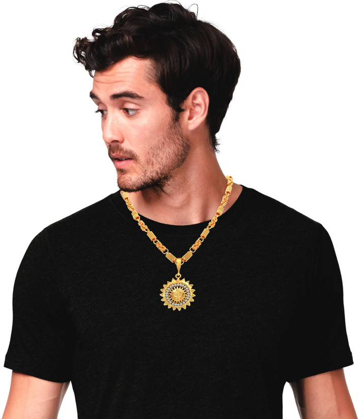 Mens Sun Pendant Necklace Fashion Frill Chain For Men Golden Sun
