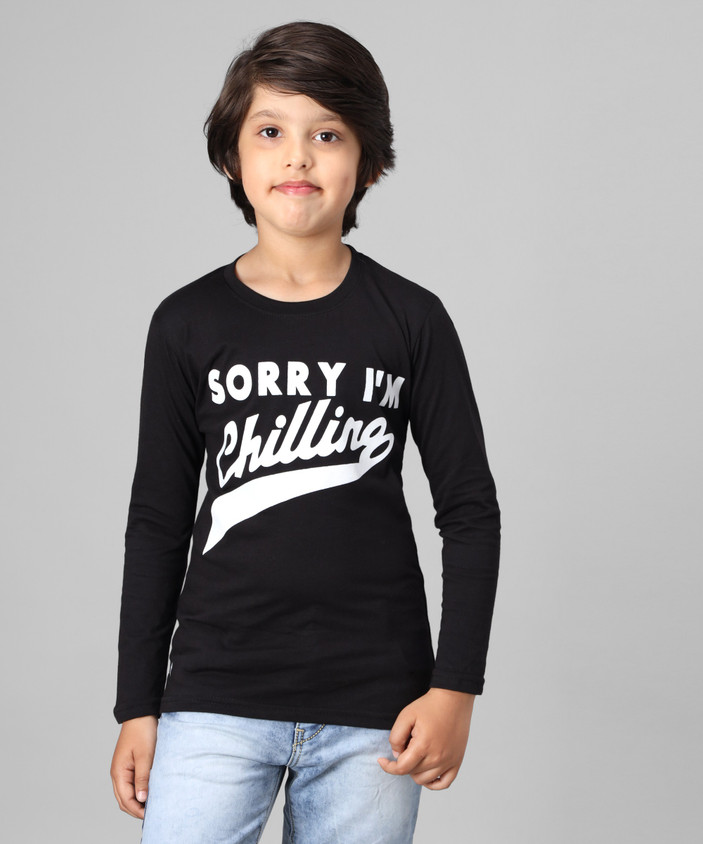 Fit N Fame Boys Typography, Printed Cotton Blend Regular T Shirt