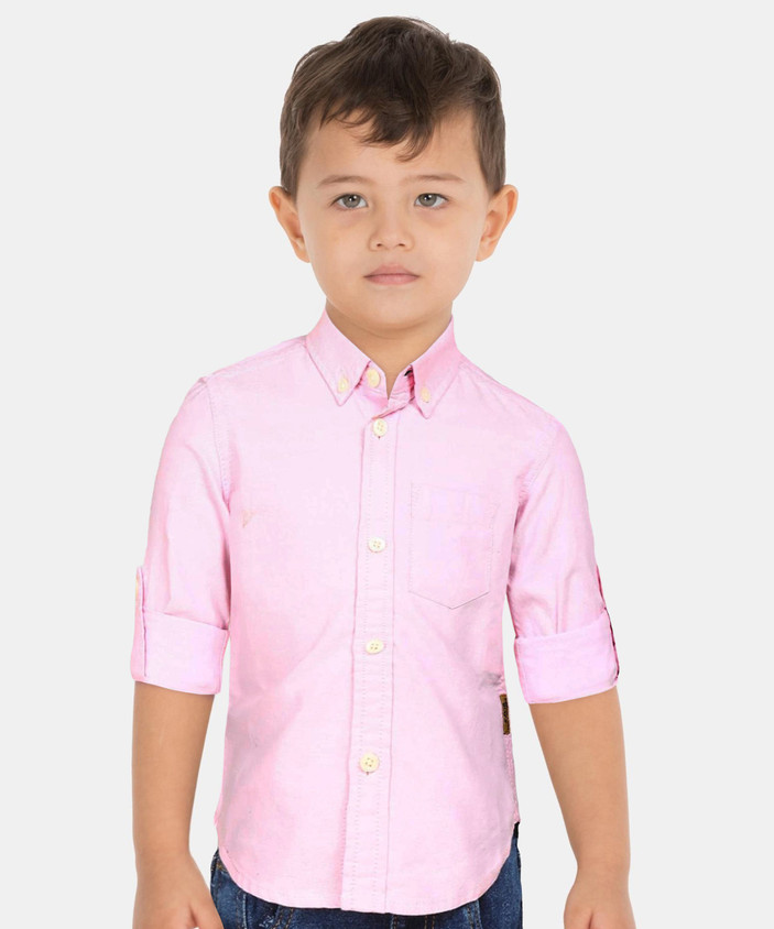 Flipkart Kidswear Boy FM KIDS Boys Solid Casual Pink Shirt