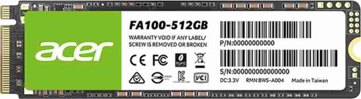 Acer FA100 512 GB Laptop Internal Solid State Drive (SSD) (FA100 - Technical View