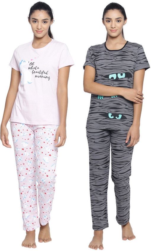 Ariel Women Printed Multicolor Top Pyjama Set