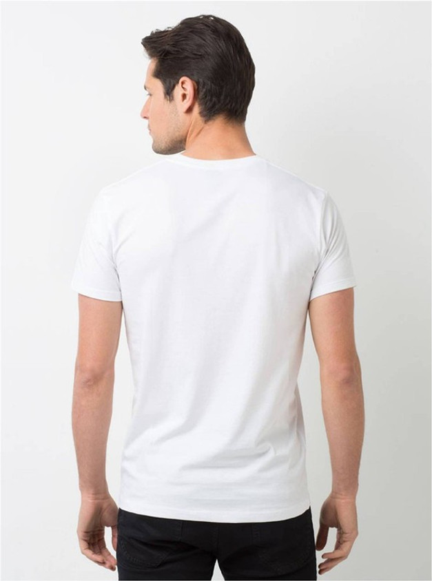 Printed Men Round Neck White T-Shirt