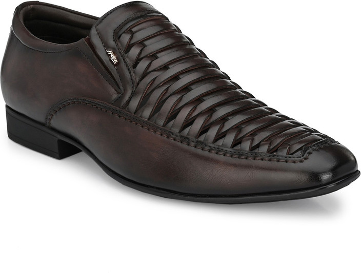 Hitz Brown Synthetic Slip-On Comfort Casual Shoes Slip On For Men