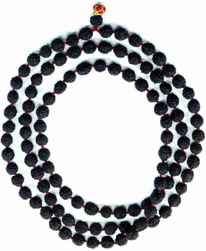Maharishia Rudraksha Mala Mukhi Natural Black 108+1 Beads 6mm