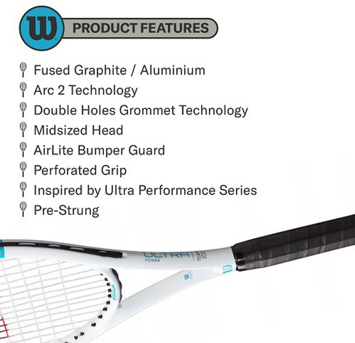 WILSON Ultra Power Team 103, Grey/Blue Multicolor Strung