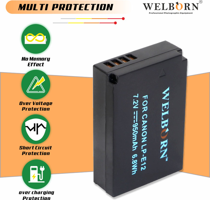 HOSAN Batteria Canon LP-E12 1250mAh - Doppia Con Caricatore, Per EOS M E SL1 - Foto 8