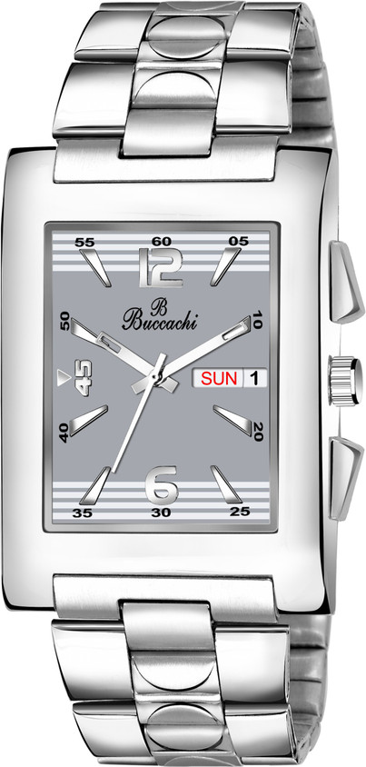 Buccachi Buccachi Square Silver Dial Day Date Functioning Water
