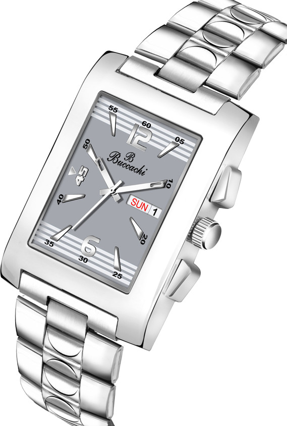 Buccachi Buccachi Square Silver Dial Day Date Functioning Water