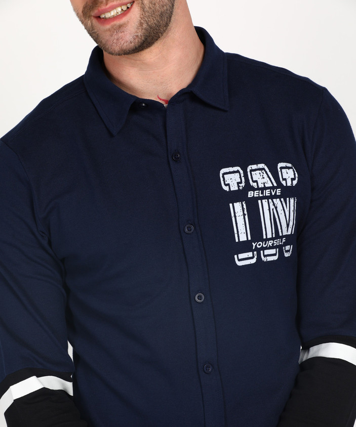 abof by Aditya Birla Men Color Block Casual Blue Shirt Buy abof