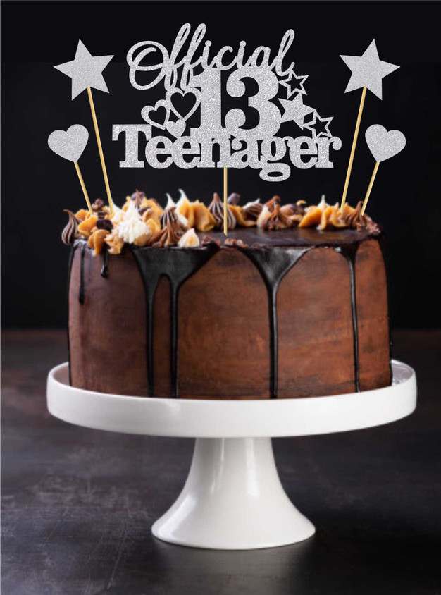 Black Glitter 13 Official Teenager Cake Topper 13Th Birthday Cake