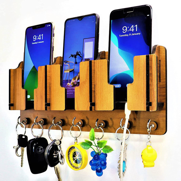 Wooden Wall Mounted Mobile Charging Stand Wooden Cell Phone Mobile - Main Image