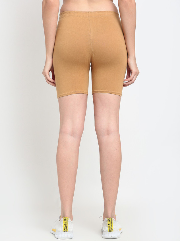 Ullas Solid Women Beige, Yellow Cycling Shorts, Gym Shorts, Night Shorts,  Running Shorts, Sports Shorts, Swim Shorts