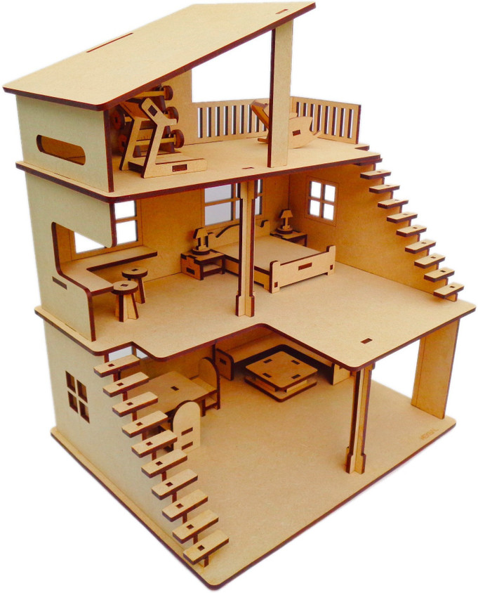 Furniture Flipkart Doll House NEKBAL Wooden Doll House With