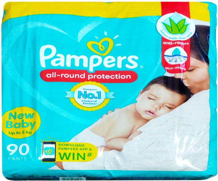 Pampers BABY PANTS SIZE NEW BABY XS 90 PCS.PACK FOR NEW BORN BABIES UPTO 5 KGS WEIGHT XS Buy 90 Pampers Pant Diapers for babies weighing 5 Kg Flipkart