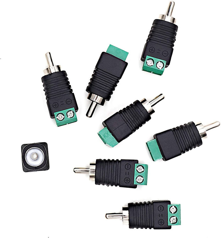 5Pcs RCA To Speaker Wire Adapters - Spring Press Solderless Connectors For Audio/Video Systems