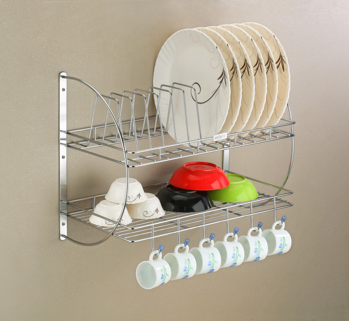 Dish Drying Rack Wall Hanging Plate Rack Wall Mount Kitchen Dish