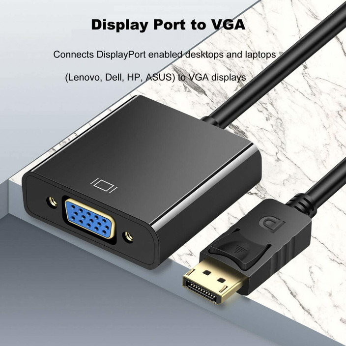 microware TV-out Cable DisplayPort DP to VGA Adapter (Male to
