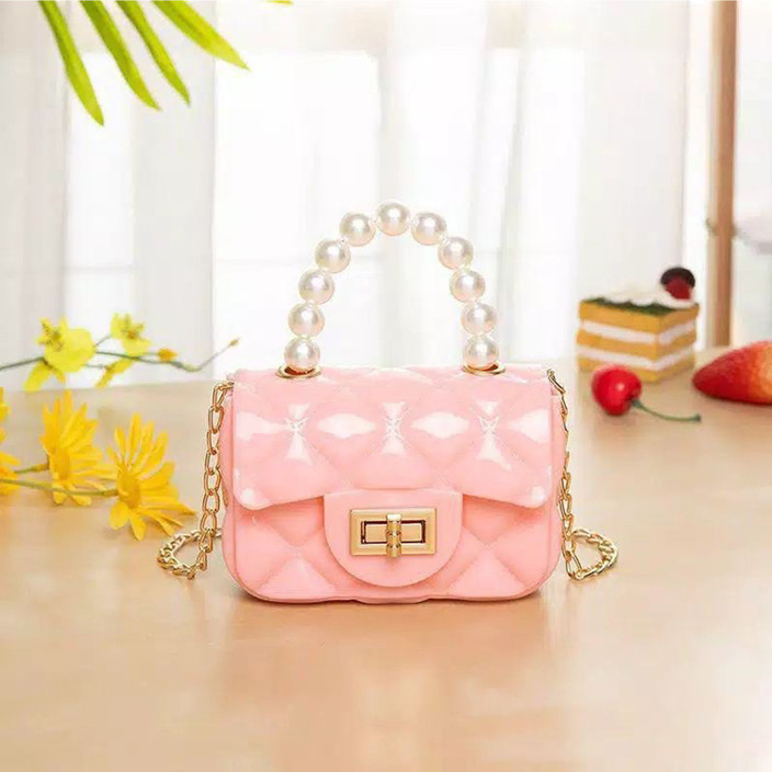 Shoulder Bag Light Pink Jelly Purse EVA Pink Clutch Chain Pvc Mini