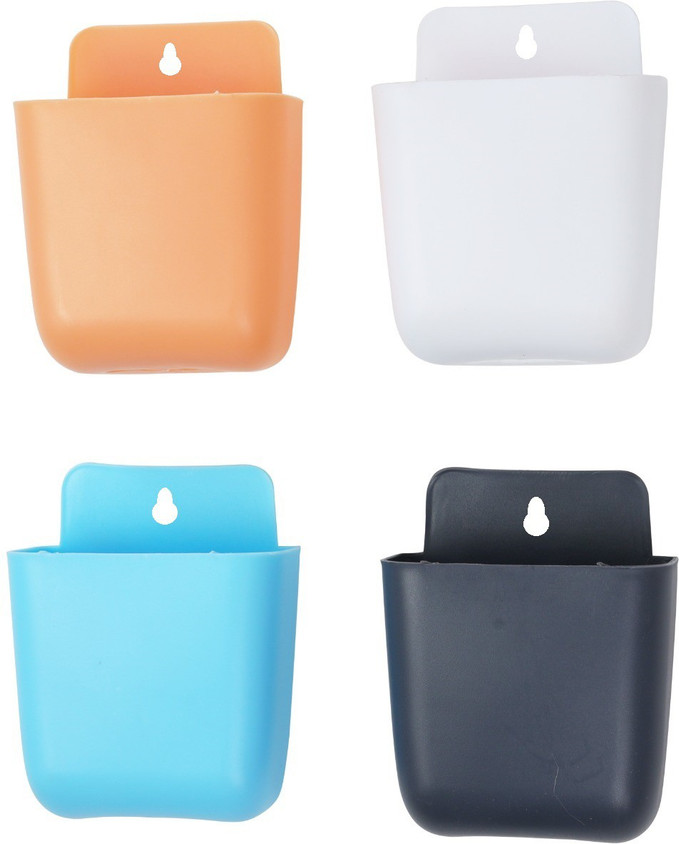 4 Pack Remote Control Holder Wall Mount - Self Adhesive Organizer For Home Office Storage (Grey)